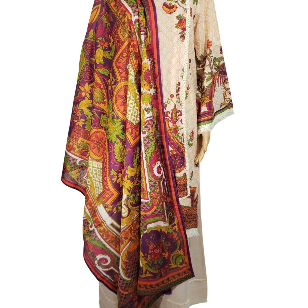 Almirah Junaid Jamshed Pakistani Ready-Made Gharara Kameez 3P Lawn Khaddi XS, Sm